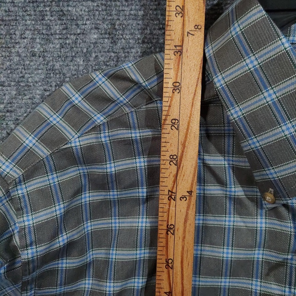Henry Jacobson Shirt Mens Large‎ Gray Blue Plaid Cotton Long Sleeve Button Front - Picture 8 of 13